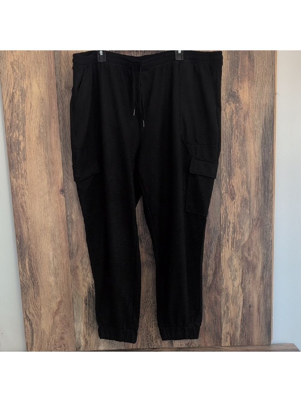 G by Giuliana Women's Black Cargo Jogger Sweatpants 2X C106